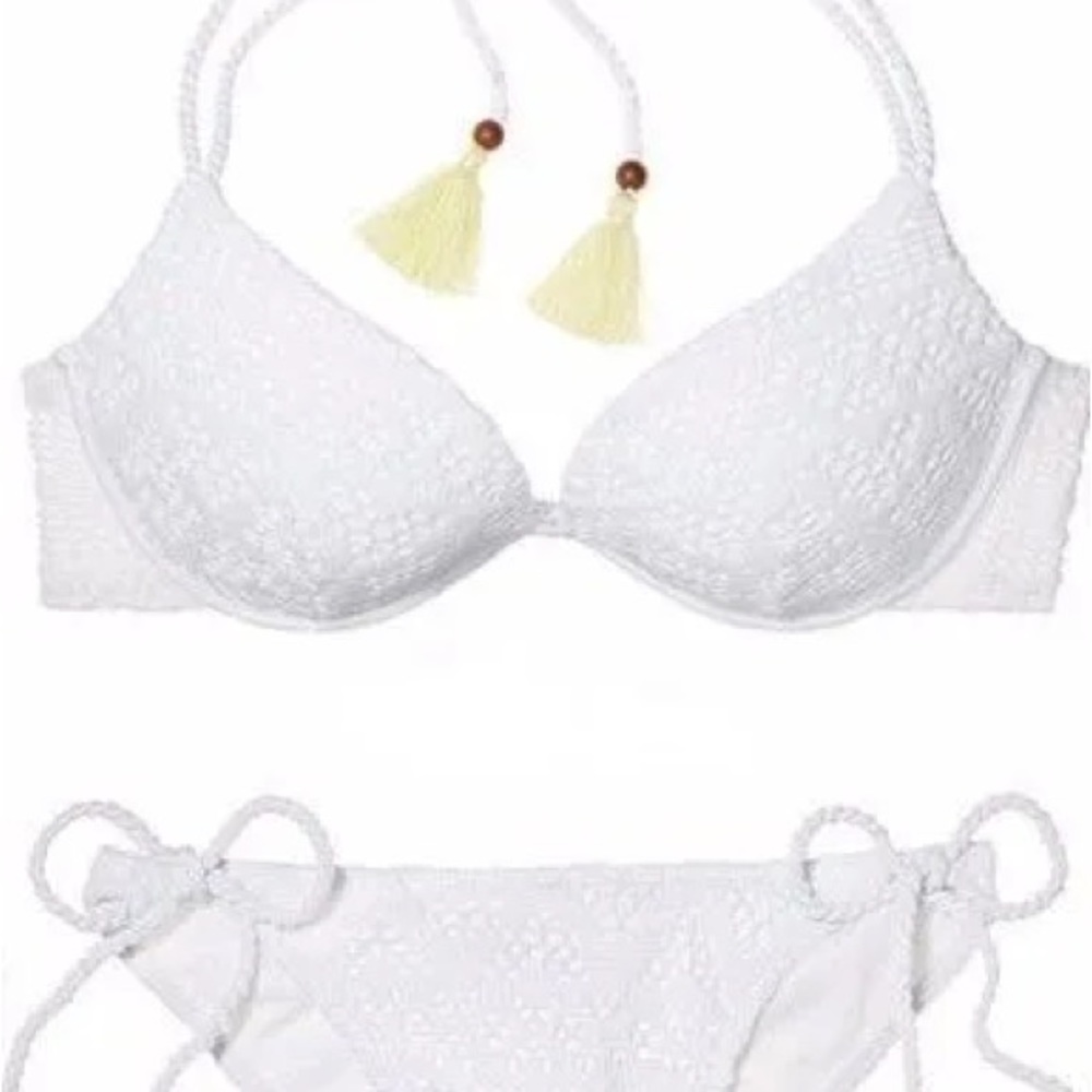 NWOT Victoria Secret Lace Up Crochet Bikini - Picture 3 of 8
